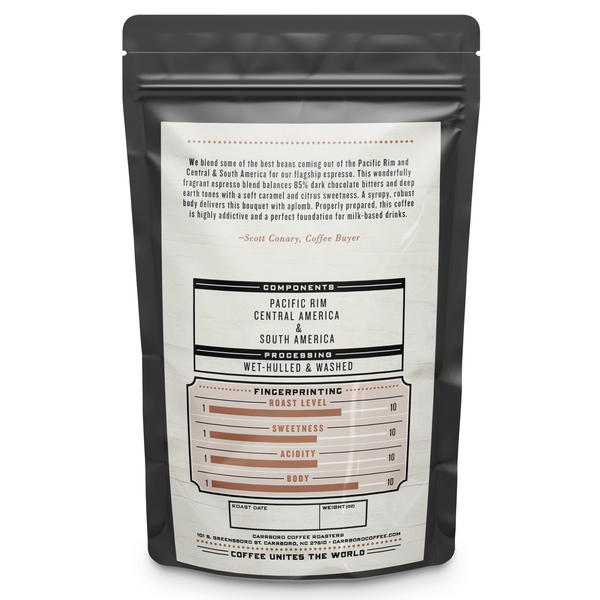 Piedmont Espresso Blend Carrboro Coffee Roasters